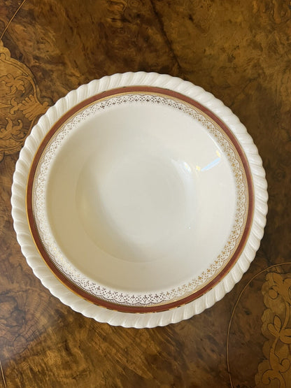 Vintage Johnson Bros Old English Gold & Burgundy Print Soup Bowl 