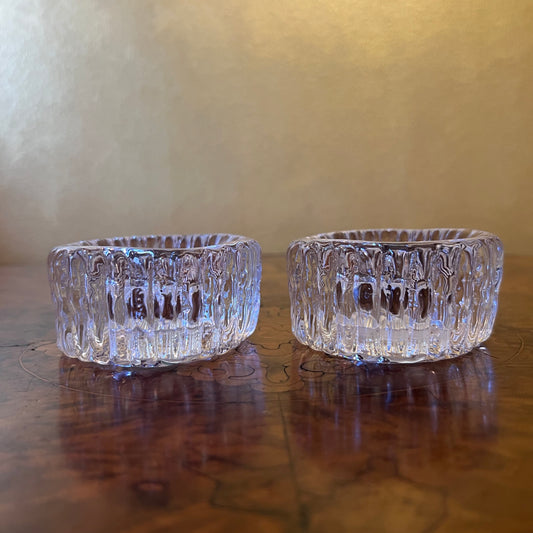 Vintage Kosta Boda Glass Ribbed Small Bowls Pair