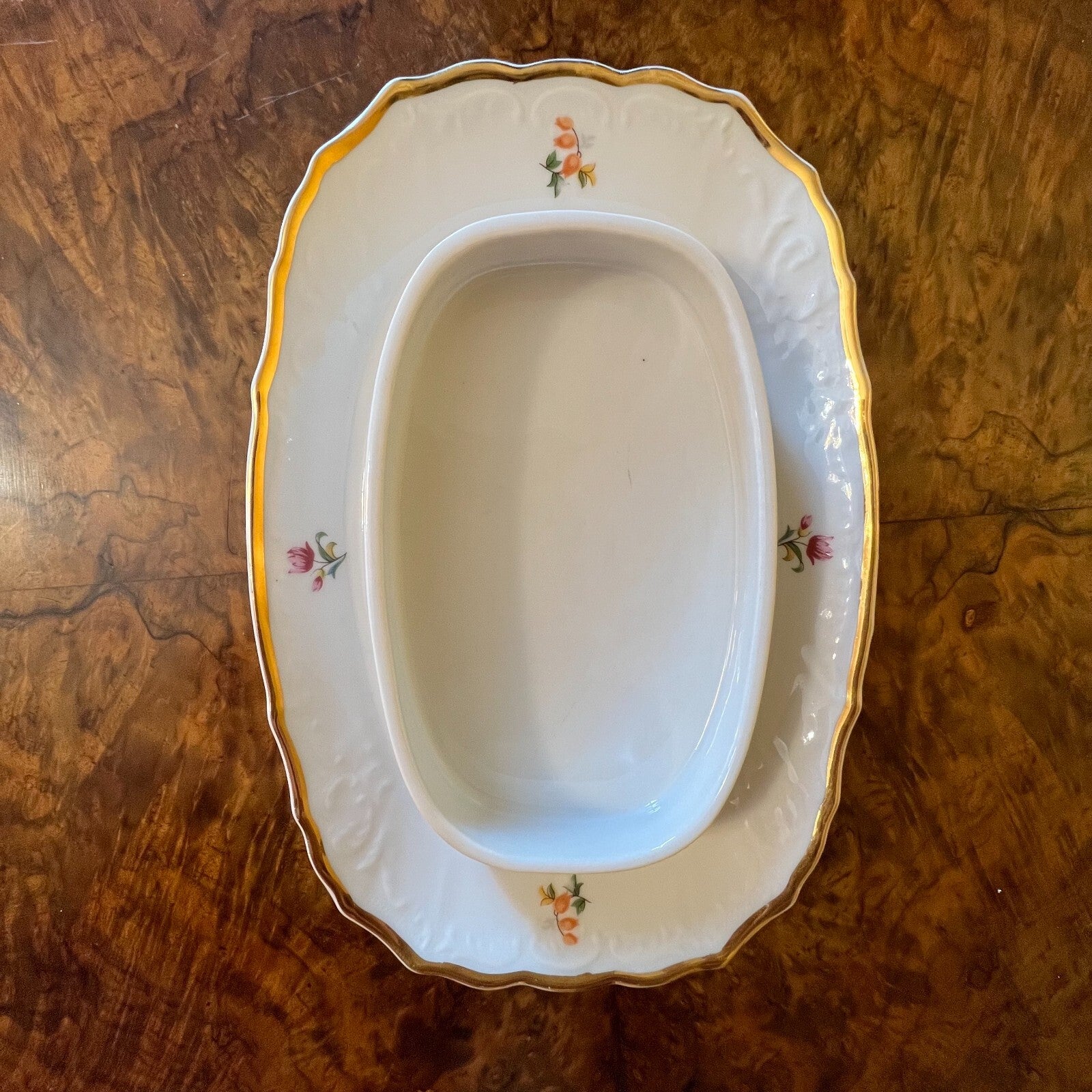 Vintage LC Bernadotte Floral Gold Trim Butter Base 