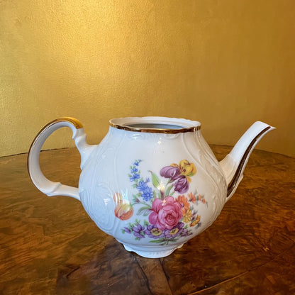 Vintage LC Bernadotte Floral Gold Trim Tea Pot 