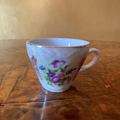 Vintage Lustreware Japanese 4 Demitasse Coffe Cups 