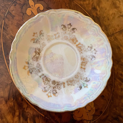 Vintage Lustreware Japanese 4 Demitasse Coffe Cups Saucer 