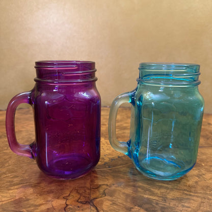 Vintage Mason Coloured Jar Set Purple Blue