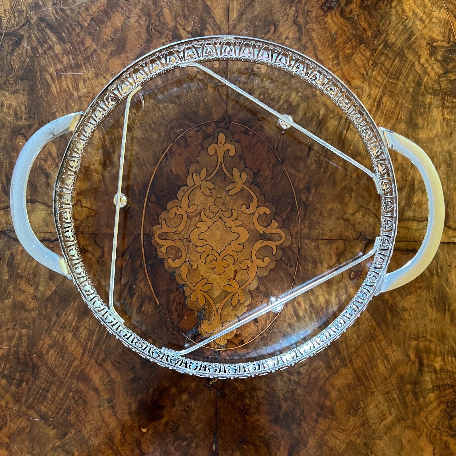 Vintage Metal & Glass Serving Divider Platter 