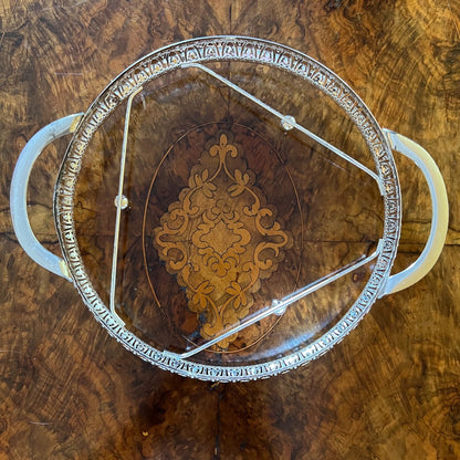 Vintage Metal & Glass Serving Divider Platter 