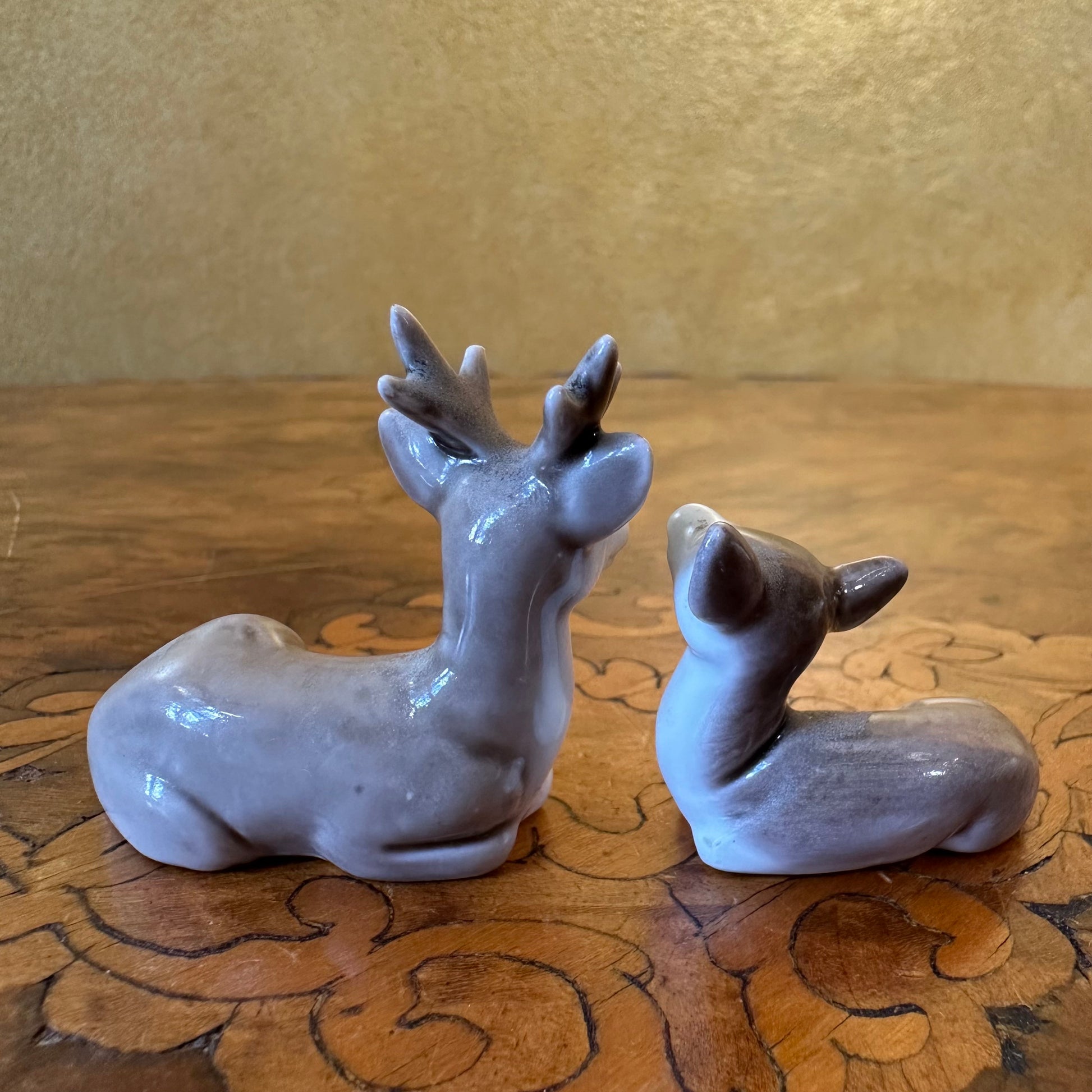 Vintage Miniature Reindeer Mother & Baby Figurines Ornament