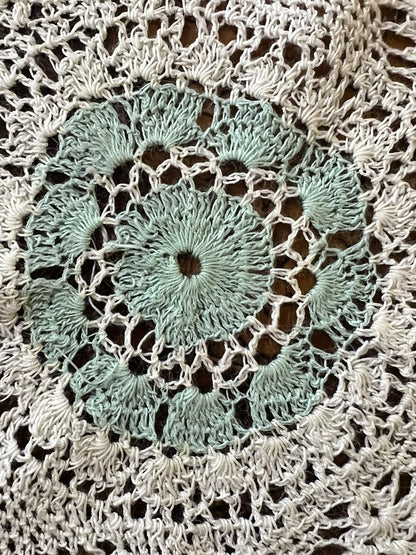 Vintage Mint White Crochet 