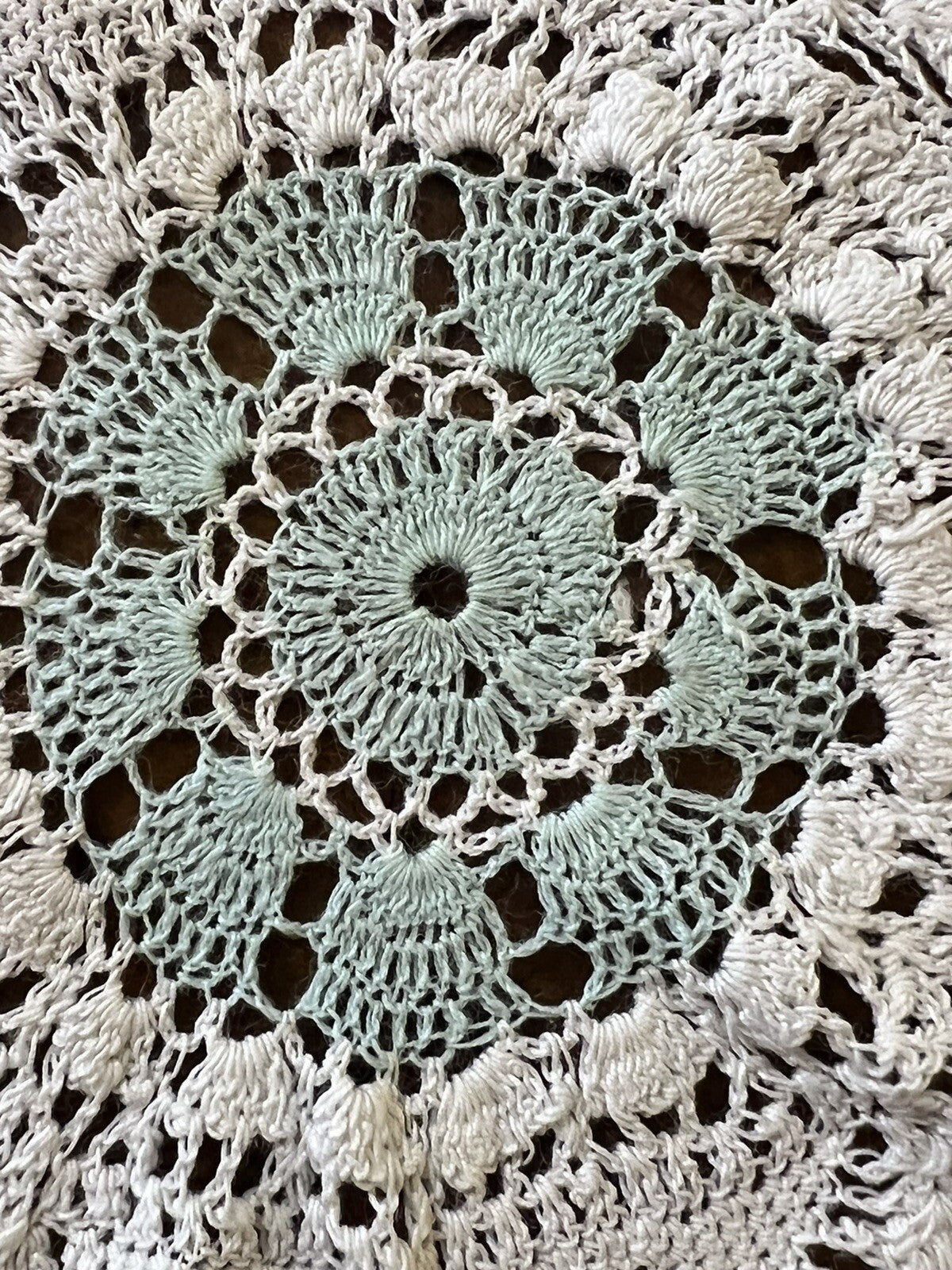 Vintage Mint White Crochet Doily Three 