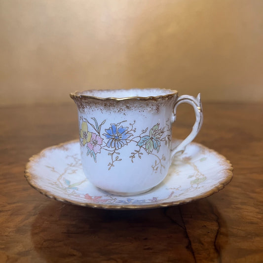 Vintage Moore Floral Demitasse Coffee Cup & Saucer 