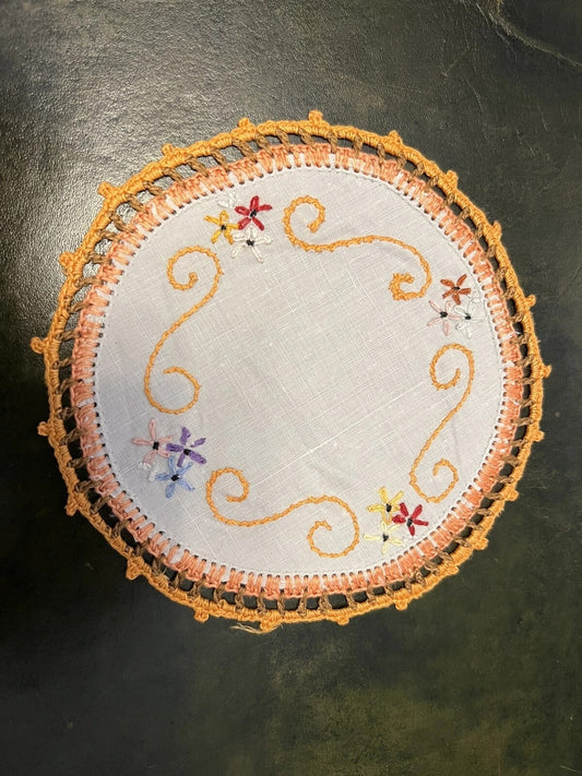 Vintage Orange Crochet Doily
