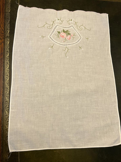 Vintage Pink Floral Embroidery Doily