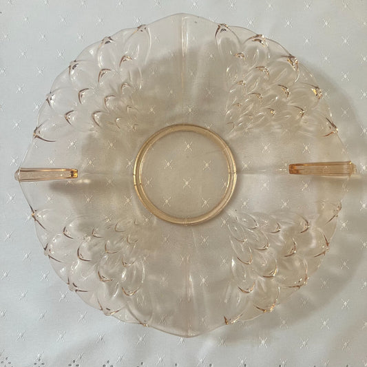 Vintage Pink Glass Round Tray 