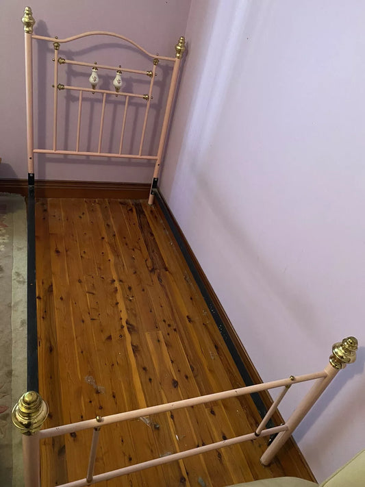 Vintage Pink Metal Single Bed Frame