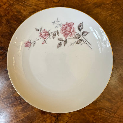 Vintage Pink Silver Floral Print Side Plate 