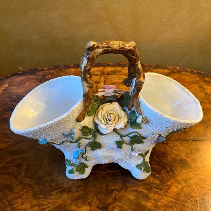 Vintage Porcelain Basket Vase