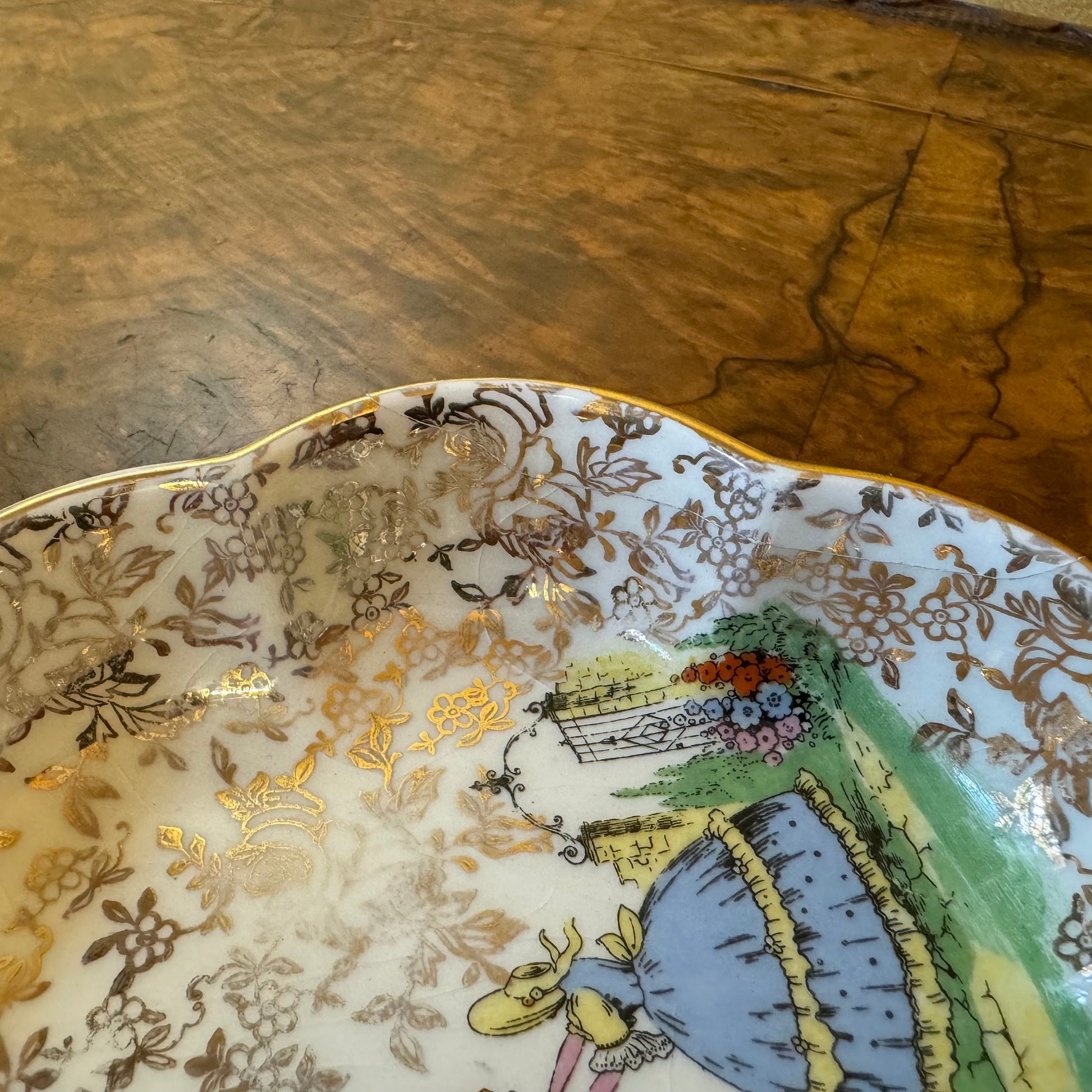 Vintage Porcelain Lady in Flower Dish