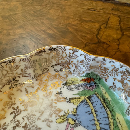 Vintage Porcelain Lady in Flower Dish