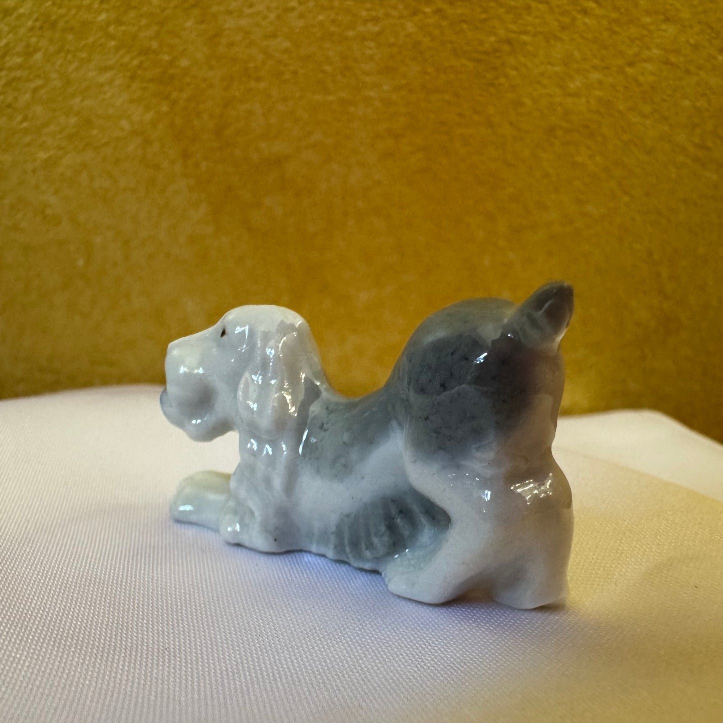 Vintage Porcelain Spaniel with Ball Miniature 