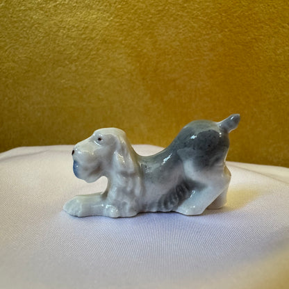 Vintage Porcelain Spaniel with Ball Miniature Ornament 