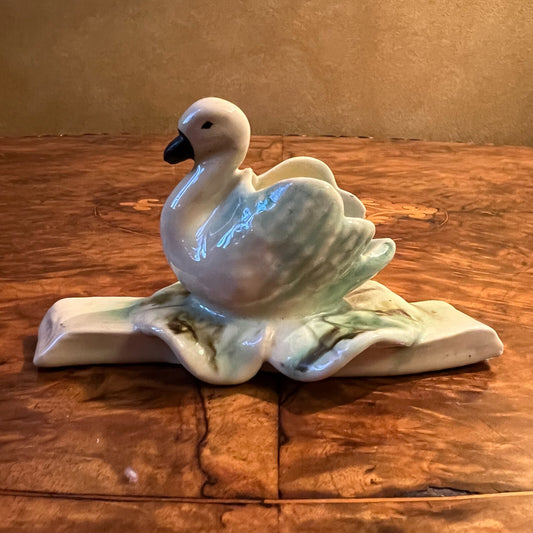 Vintage Porcelain Swan Figurine Ornament 