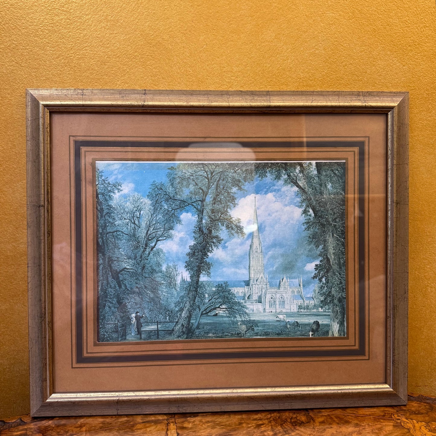 Vintage Print Of John Constable Salisbury Cathedral From The Bishops Garden