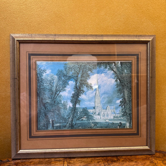 Vintage Print Of John Constable Salisbury Cathedral From The Bishops Garden
