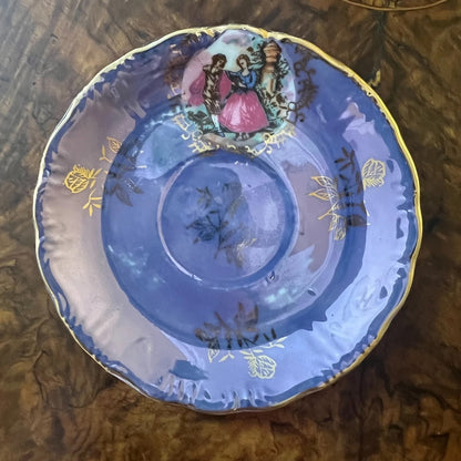 Vintage Purple Pearl Courting Print Coffee Saucer
