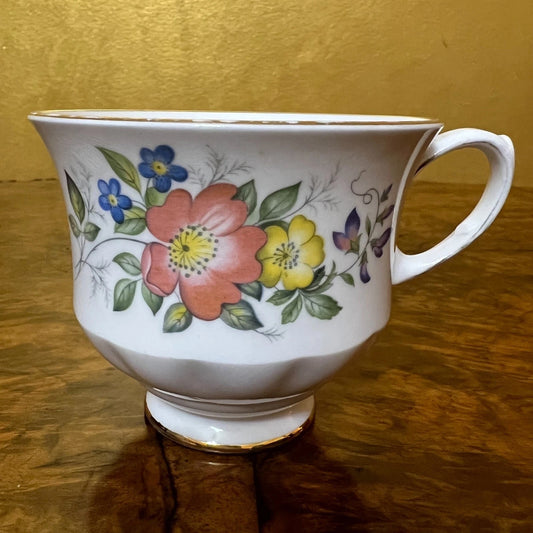 Vintage Queen Anne Apricot Floral Tea Cup