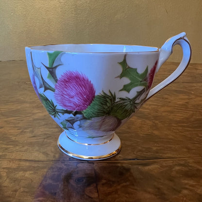Vintage Queen Anne Dundee Thistle Tea Cup Trio 