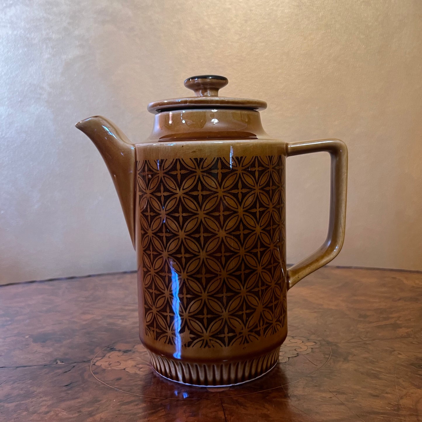 Vintage Retro Japanese 1970s Brown Circle Coffee Pot