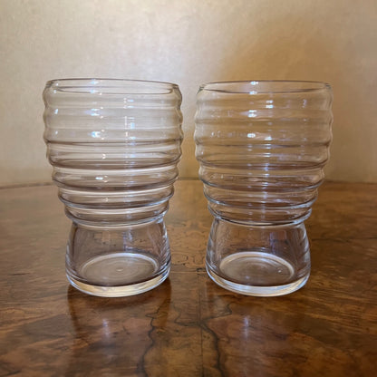 Vintage Ribbed Glass Pair 