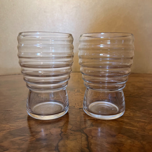 Vintage Ribbed Glass Pair 