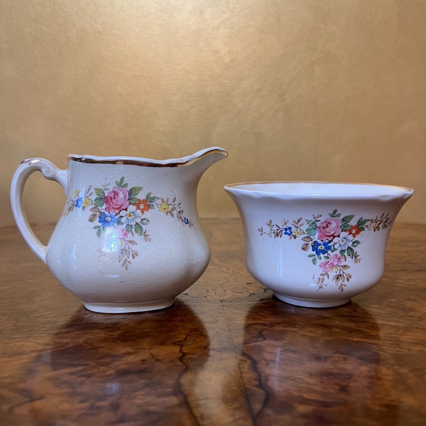 Vintage Royal Staffordshire Honeyglass Milk & Sugar