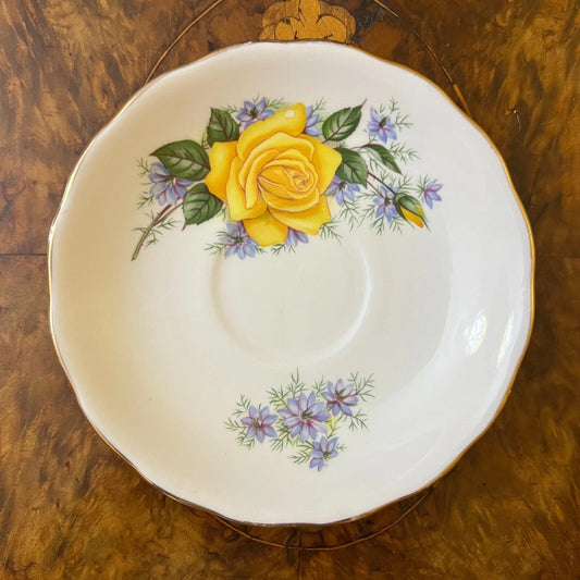Vintage Royal Vale Yellow Print Saucer