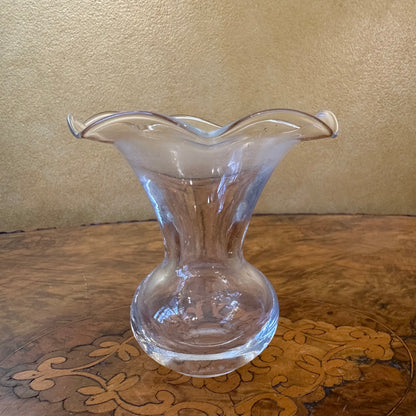 Vintage Ruffled Edge Glass Vase 