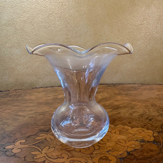 Vintage Ruffled Edge Glass Vase 