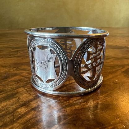 Vintage Silver Chinese Writing Napkin Rings