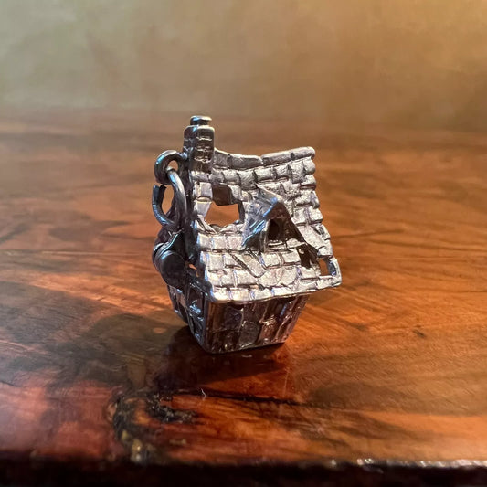 Vintage Silver Haunted House With Ghost Pendant Charm