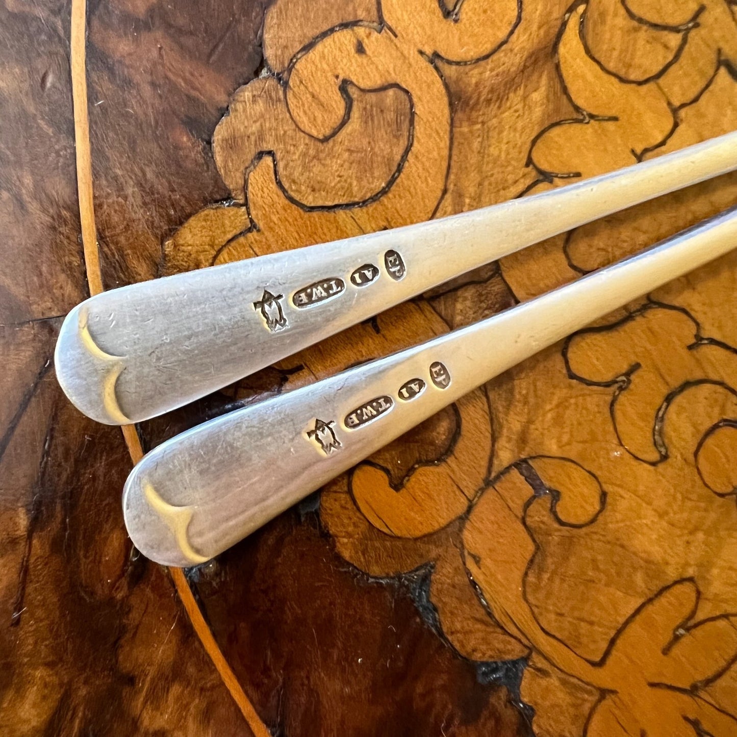 Vintage Silver Plated Pair Of Tea Spoons