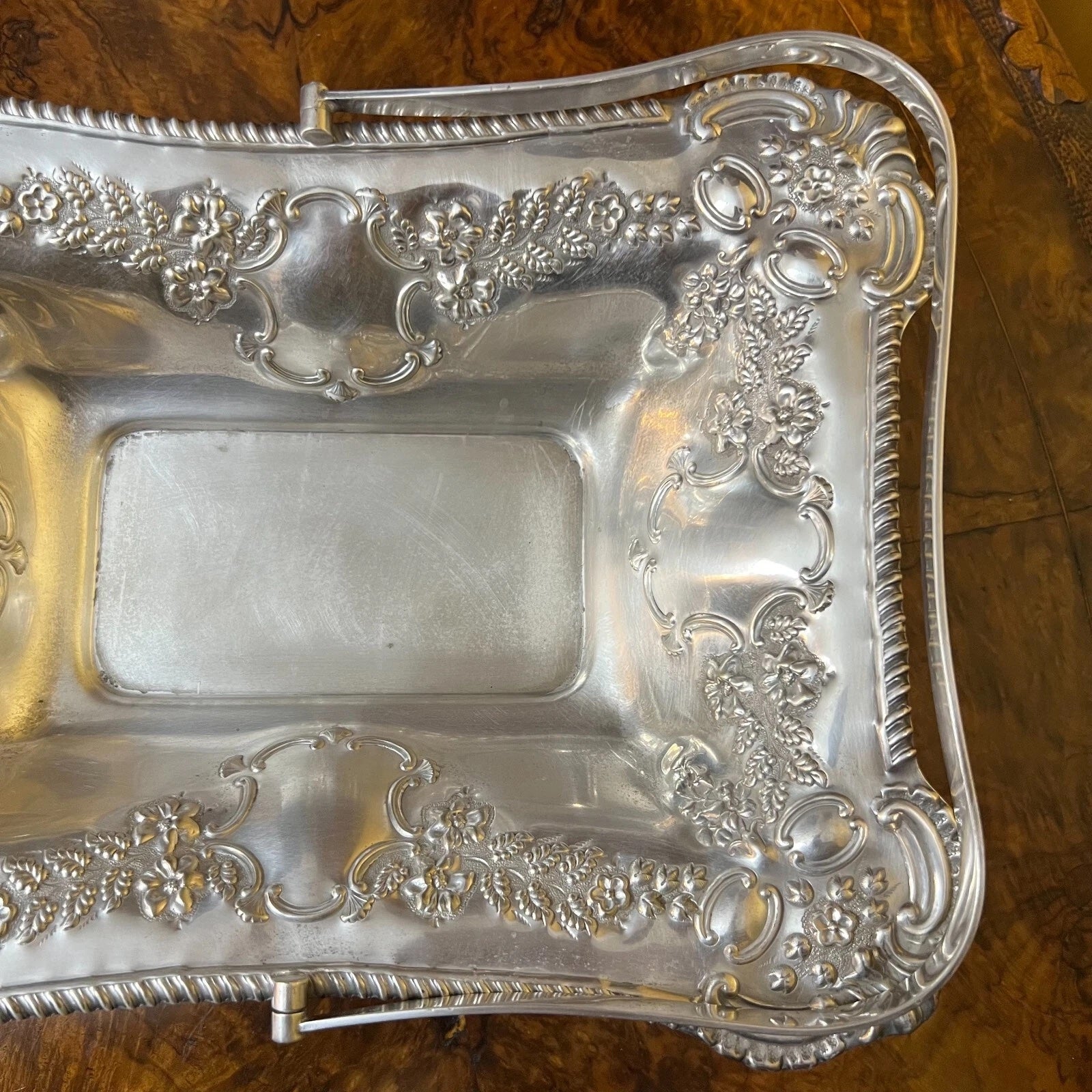 Vintage Silver Plated Tray With Handles
