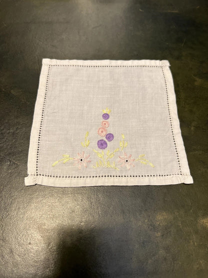 Vintage Small Embroidery Square Doily