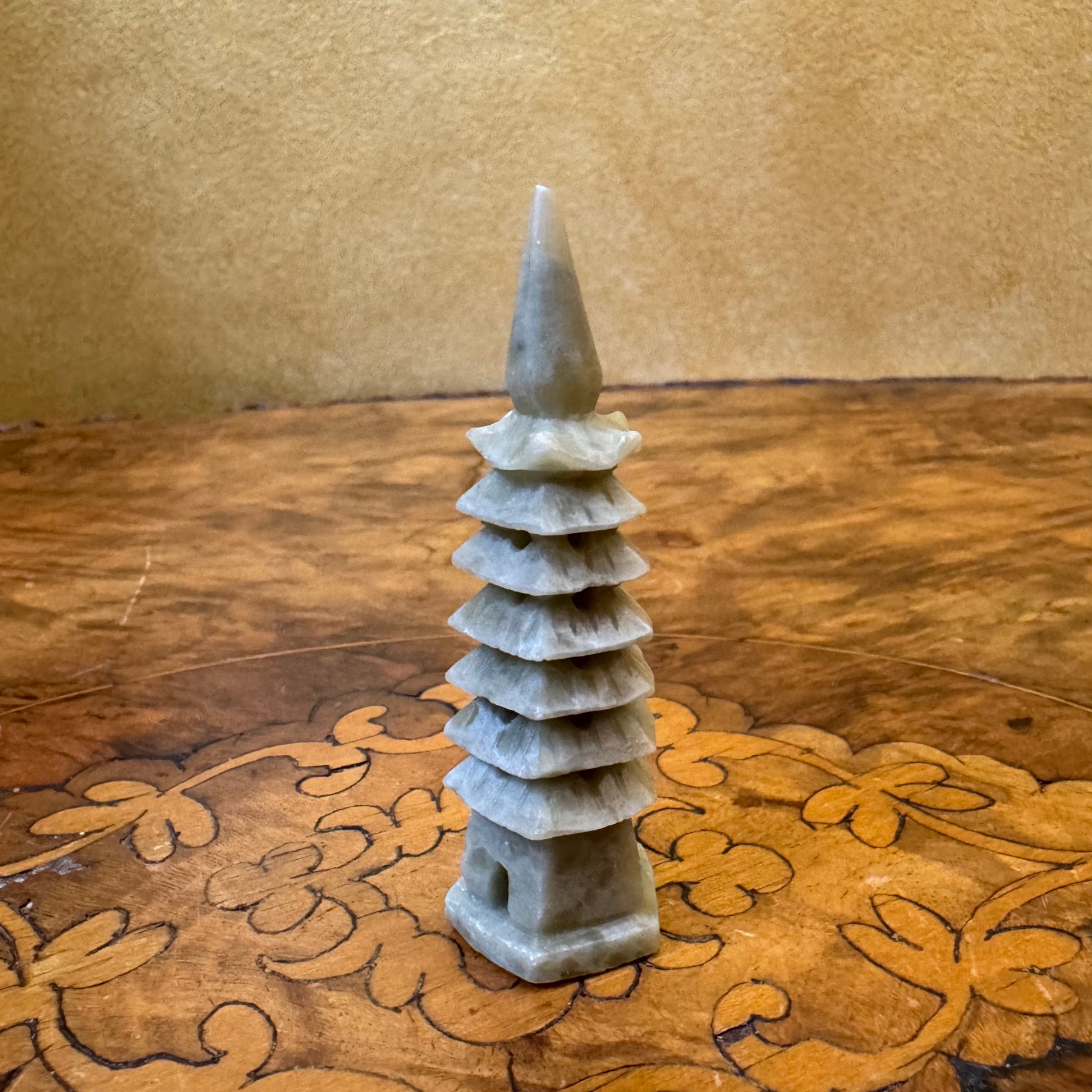 Vintage Stone Carved Miniature Pagoda Tower 