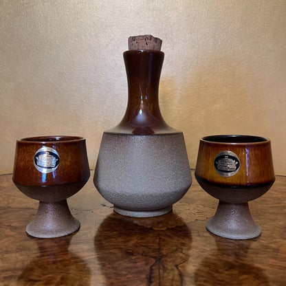 Vintage Stoneware Oven Proof Crafted By Dana Decanter_Two Cups