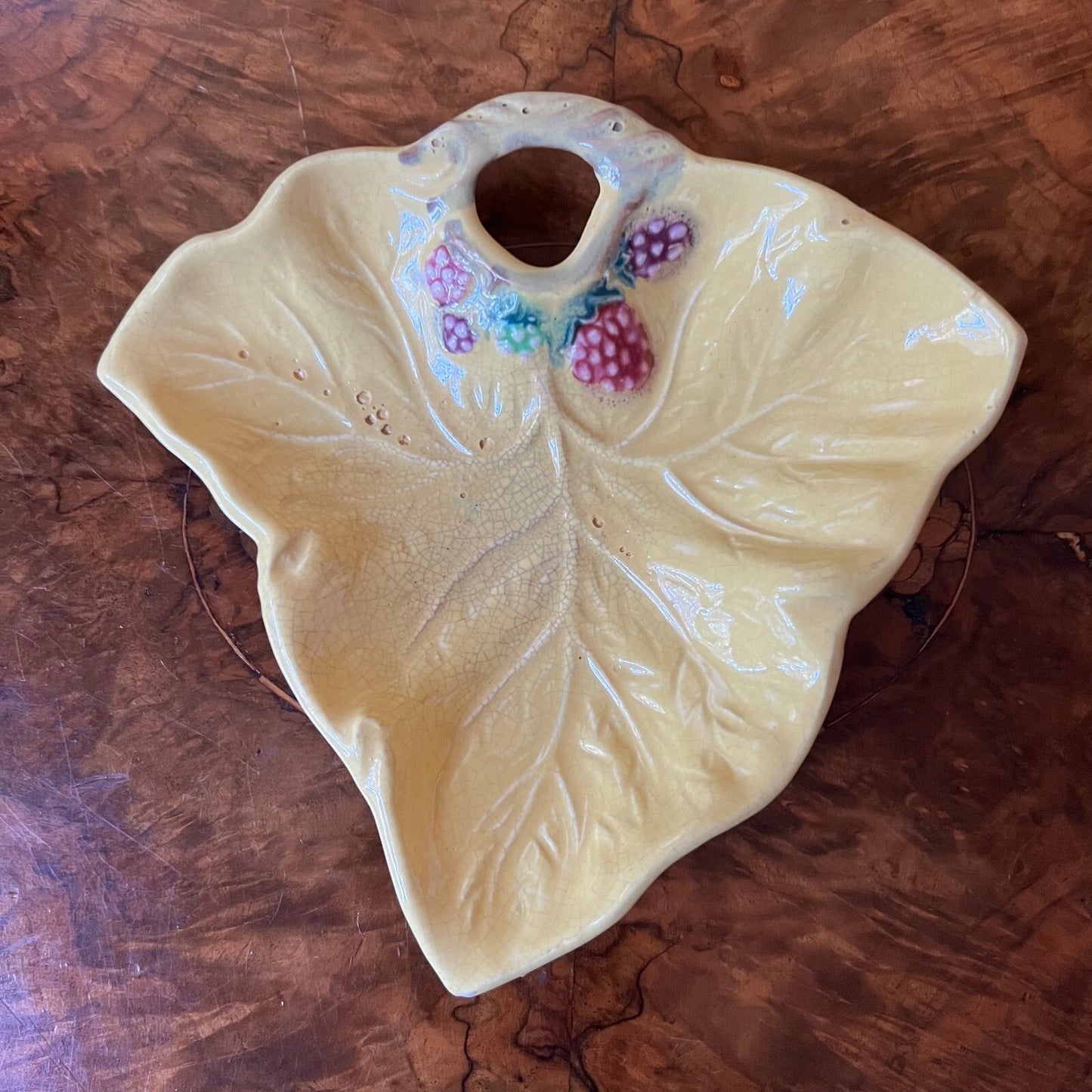 Vintage Yellow Lettuce Dish 
