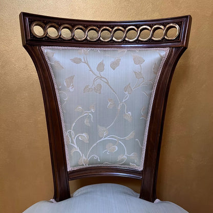 Vintage Floral Mint Wooden Chairs Pair