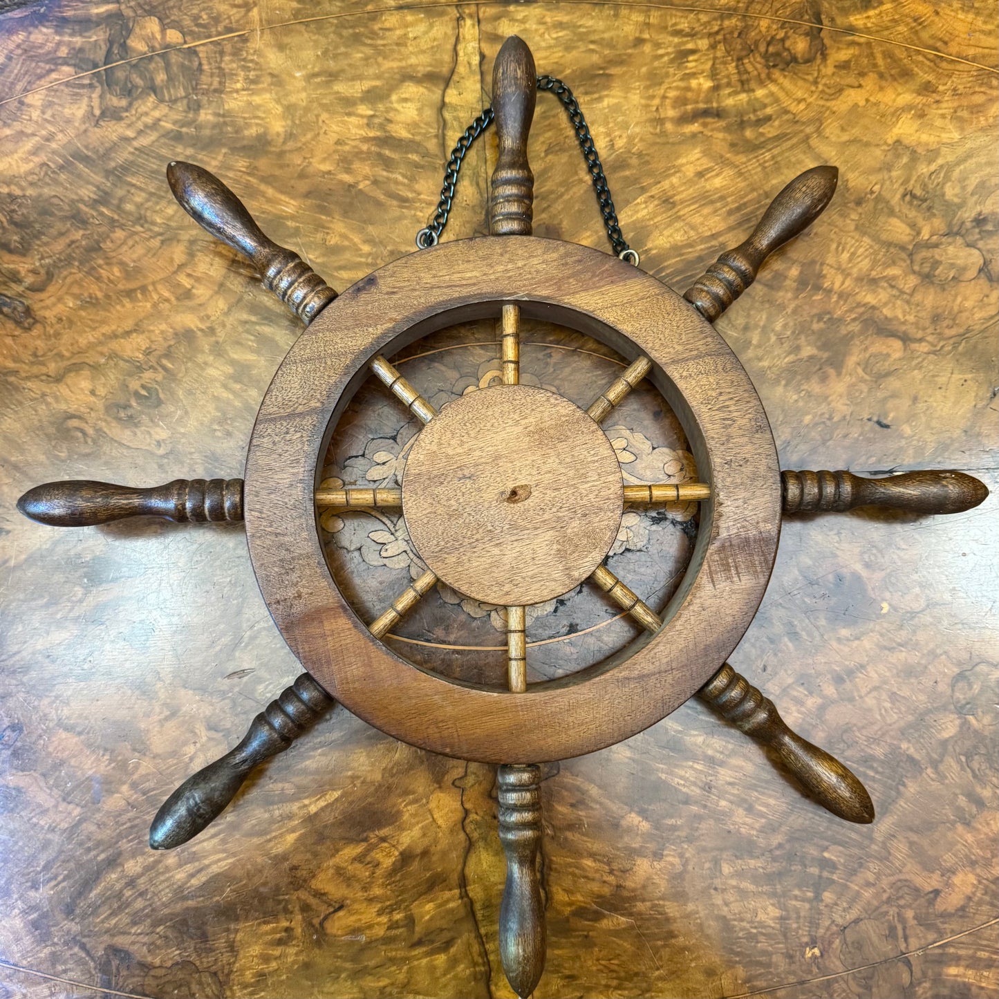 Wooden Ships Wheel Thermometer 