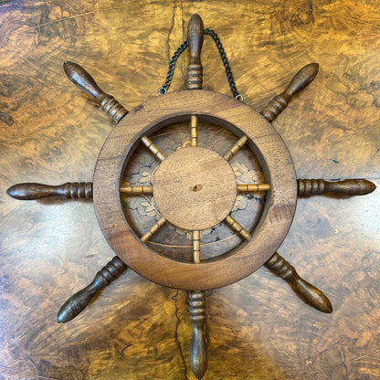 Wooden Ships Wheel Thermometer 