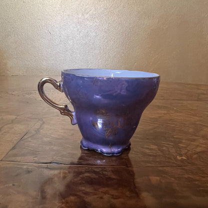 Vintage Purple Pearl Courting Print Demitasse Coffee Cup & Saucer