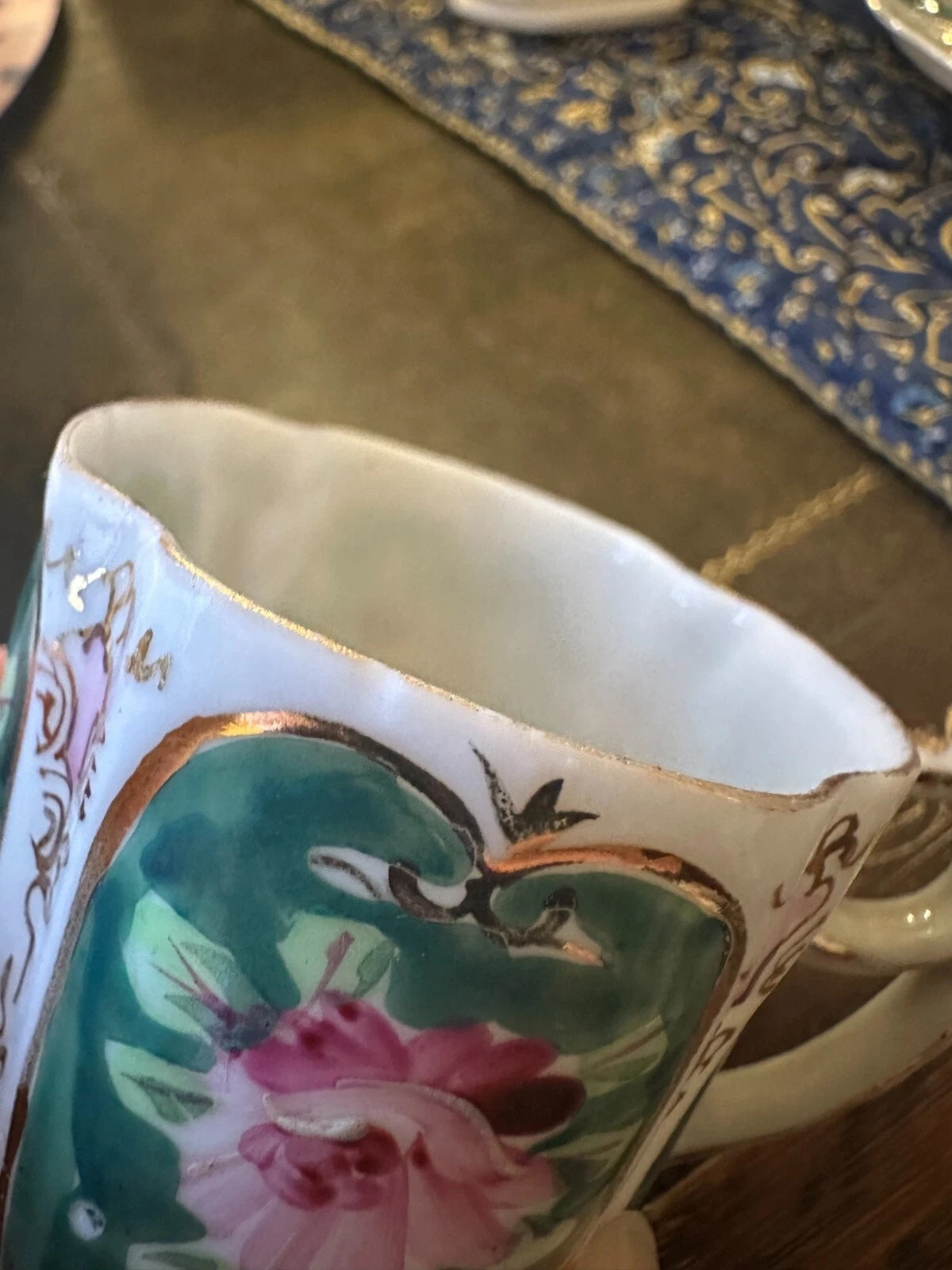 Vintage Floral Demitasse Coffee Cup & Saucer