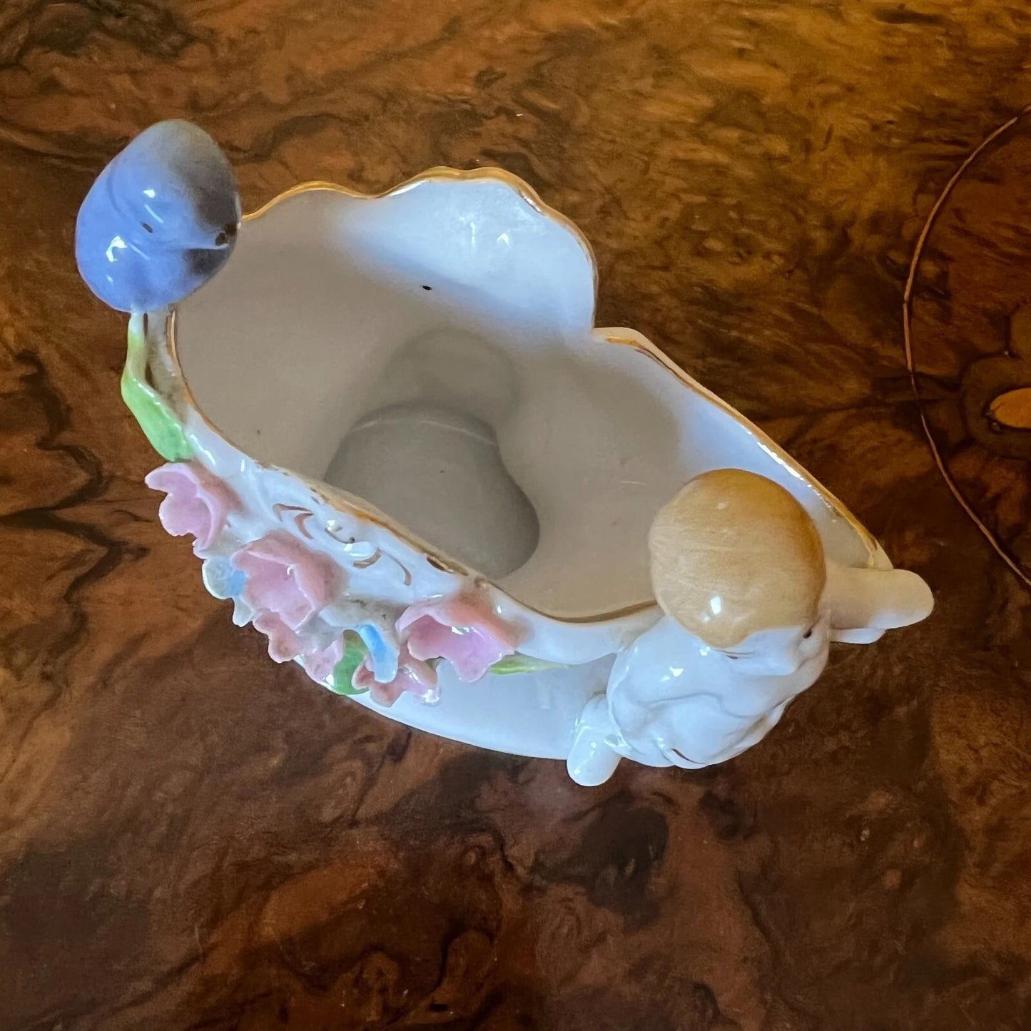 Vintage Small Boy & Flower Barrel Ornament